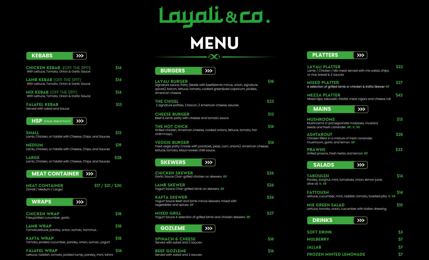 Layali Menu